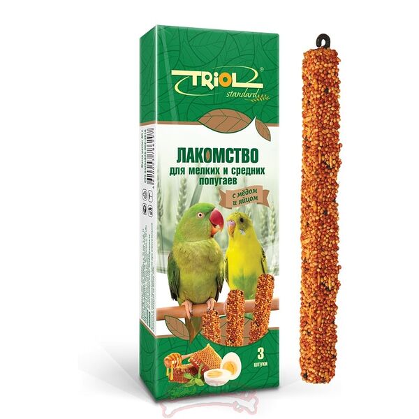Лакомство для птиц Triol для мелких и средних попугаев мёд-яйцо, 3 шт.