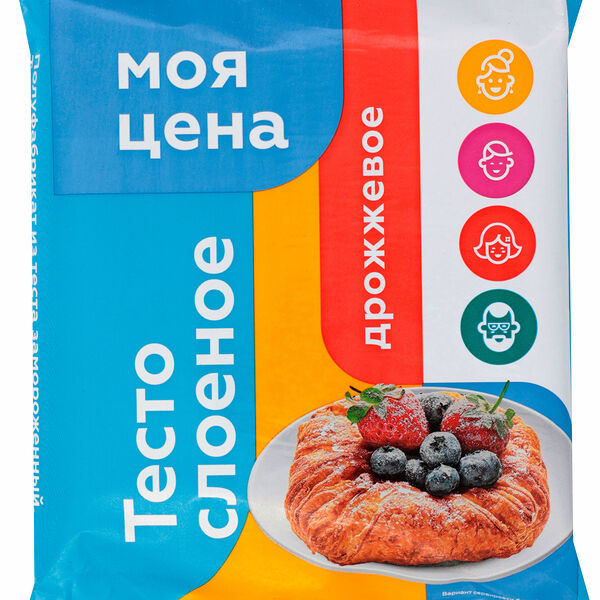 Тесто Моя цена слоеное дрожжевое 500 г
