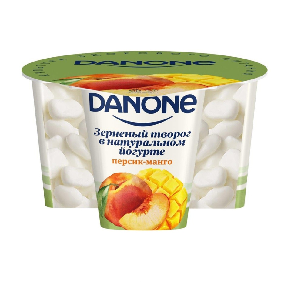 

Творог зерненый Danone в йогурте персик, манго 5% 150г Россия