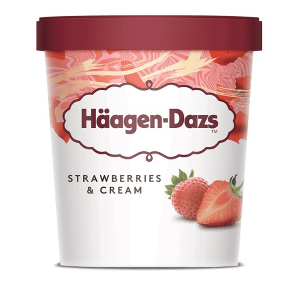 

Мороженое пломбир Haagen Dazs клубничное со сливками 400 г