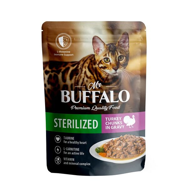 Корм для кошек Mr.BUFFALO Sterilized индейка в соусе пауч