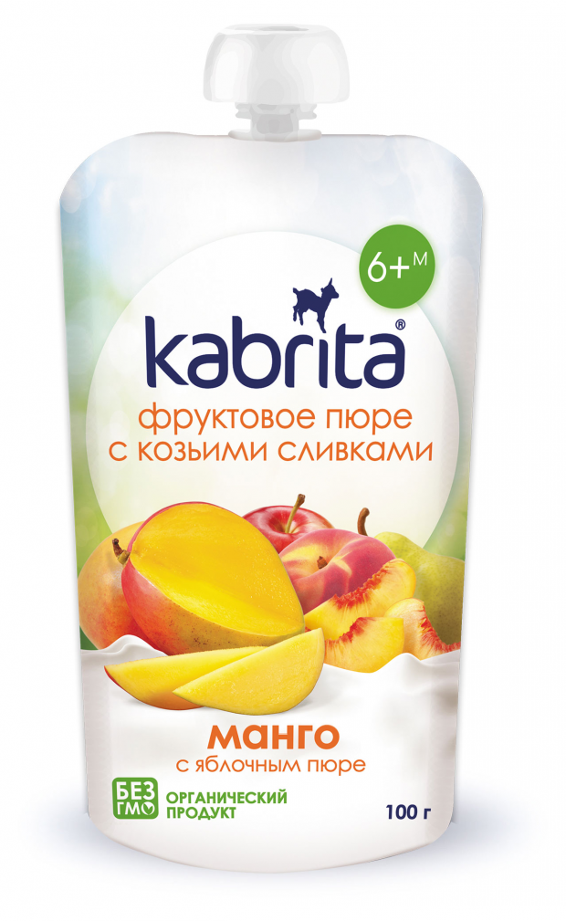 

Пюре фруктовое Kabrita с козьими сливками Манго с яблочным пюре, с 6 месяцев