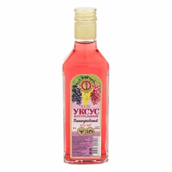 Уксус виноградный натуральный 6% СП Мирный 0,25л
