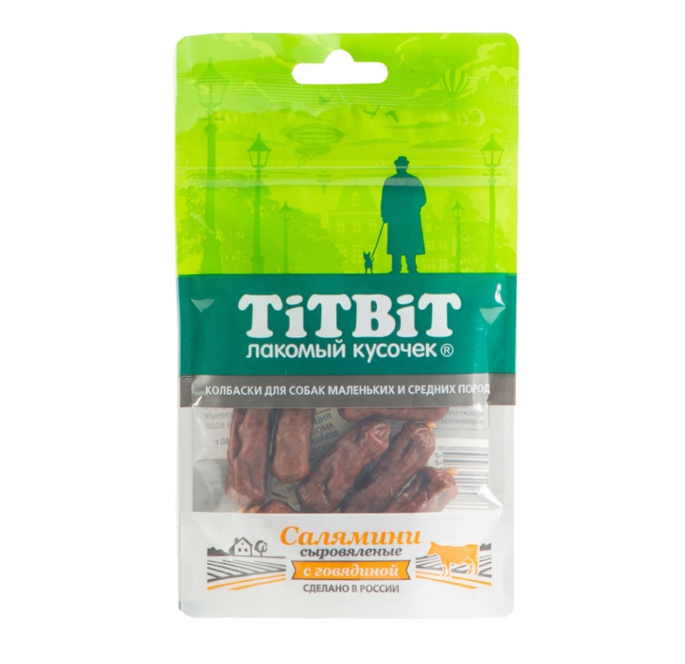 

Колбаски сыровяленые TitBit Salamini с говядиной 40 г, Россия