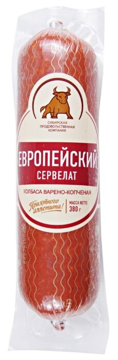 

Колбаса варено-копченая Сибирская продовольственная компания Сервелат Европейский 380 г