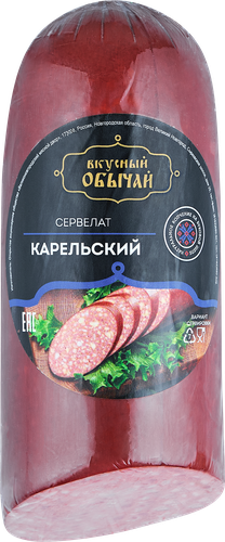 

Колбаса копчено-вареная ВКУСНЫЙ ОБЫЧАЙ Сервелат Карельский, 350г