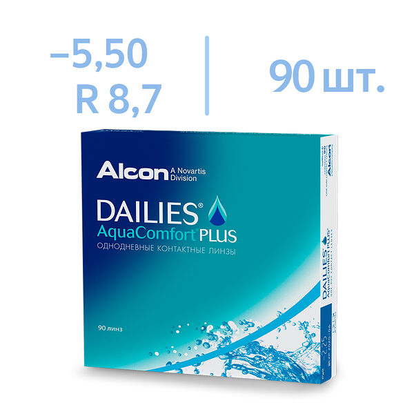 Линзы Dailies AquaComfort Plus R 8.7 SPH -5.50 90 шт 