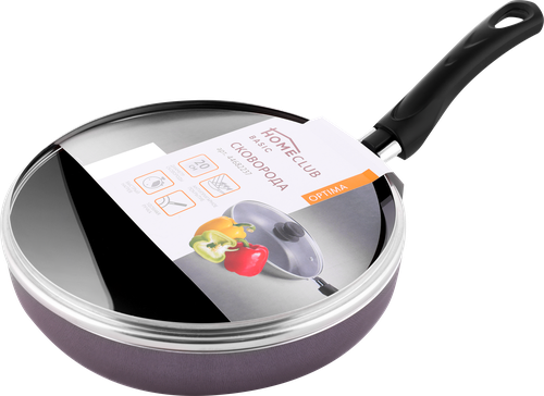 

Сковорода HOMECLUB Optima 20см, с крышкой, штампованный алюминий, антипригарное покрытие