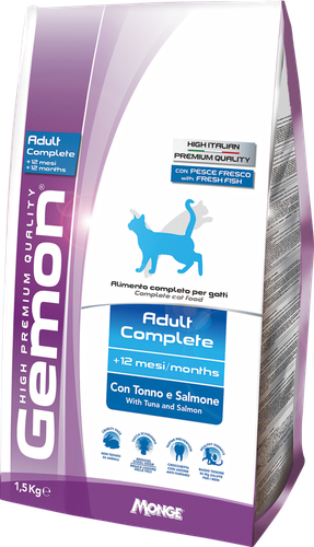 

Корм сухой для взрослых кошек GEMON Cat с тунцом и лососем, 1,5кг