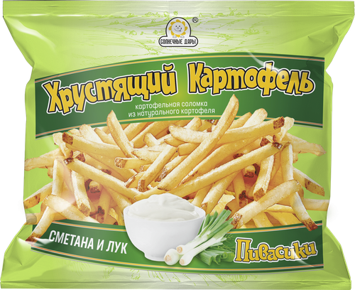 

Картофель хрустящий Солнечные Дары Пивасики со вкусом сметаны с луком, соломка, 40 г