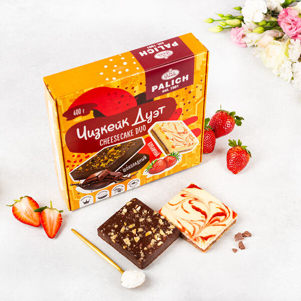Чизкейк дуэт: шоколадный и клубничный 400 г