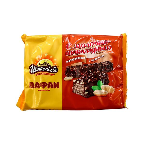 Вафли Waffer-r-rs с молочно-шоколадным вкусом глаз с арахис 200г