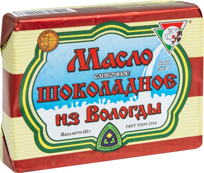 

Масло сливочное ИЗ ВОЛОГДЫ Шоколадное 62% высший сорт, 180 г