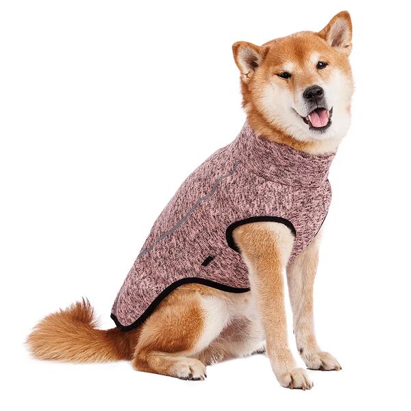 Свитер для собак меланжевый на молнии розовый XL