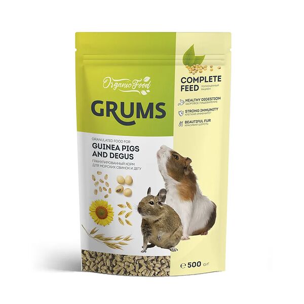 Корм GRUMS гранулированный для морских свинок и дегу, 500 гр.
