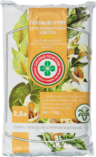 

Грунт для комнатных цветов СКОРАЯ ПОМОЩЬ с удобрением АВА, 2.5л