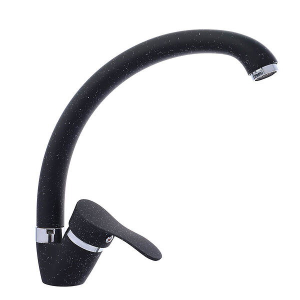 Союзкран смеситель для кухни, высокий излив 25см, керам. картридж 35мм, черный, цинк