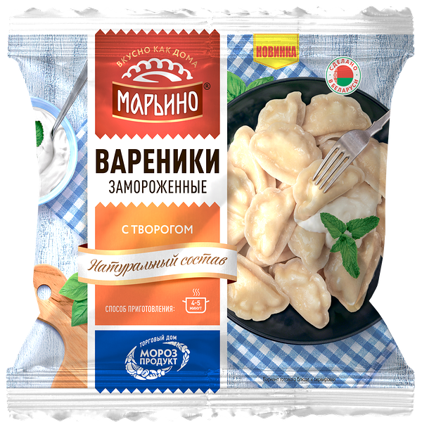 Вареники Марьино с творогом зам 400г Морозпродукт