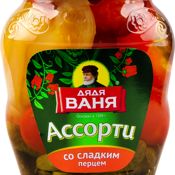 Ассорти овощное Дядя Ваня Огурцы, томаты и перец, 680г