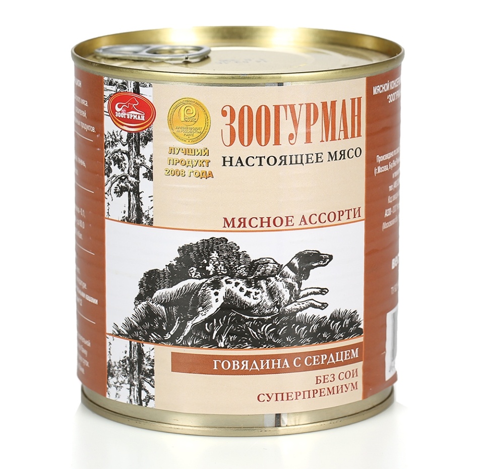 

Консервы для собак Зоогурман Мясное ассорти говядина с сердцем 750 г