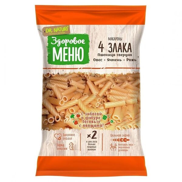 Макароны Здоровое меню 4 Злака Трубочки