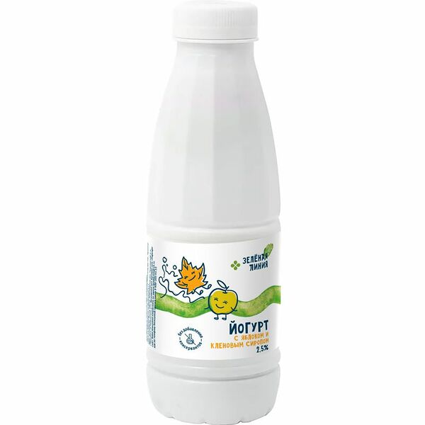 Йогурт Зелёная Линия яблоко, кленовый сироп 2.5% 330 мл