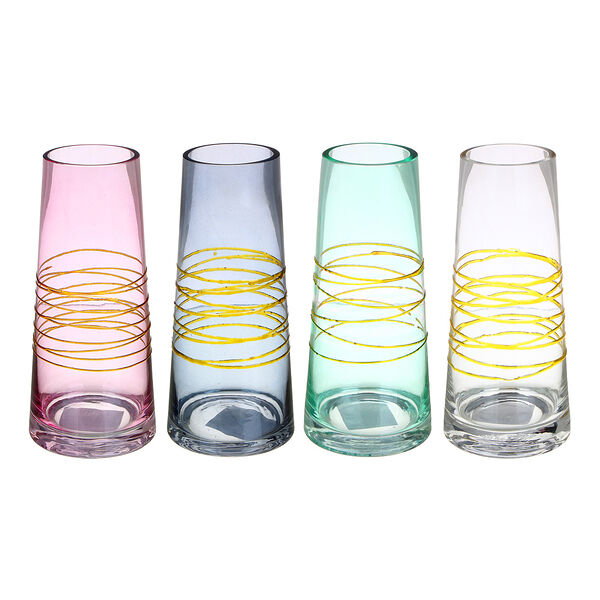 Ваза стеклянная с золотыми полосками, 10x20 см, 4 цвета