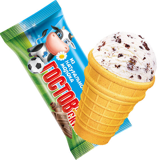 Мороженое Гостовский пломбир ванильный с шоколадной крошкой, стаканчик