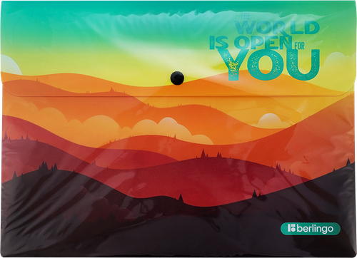 Папка-конверт Berlingo Scenic, на кнопке, с рисунком