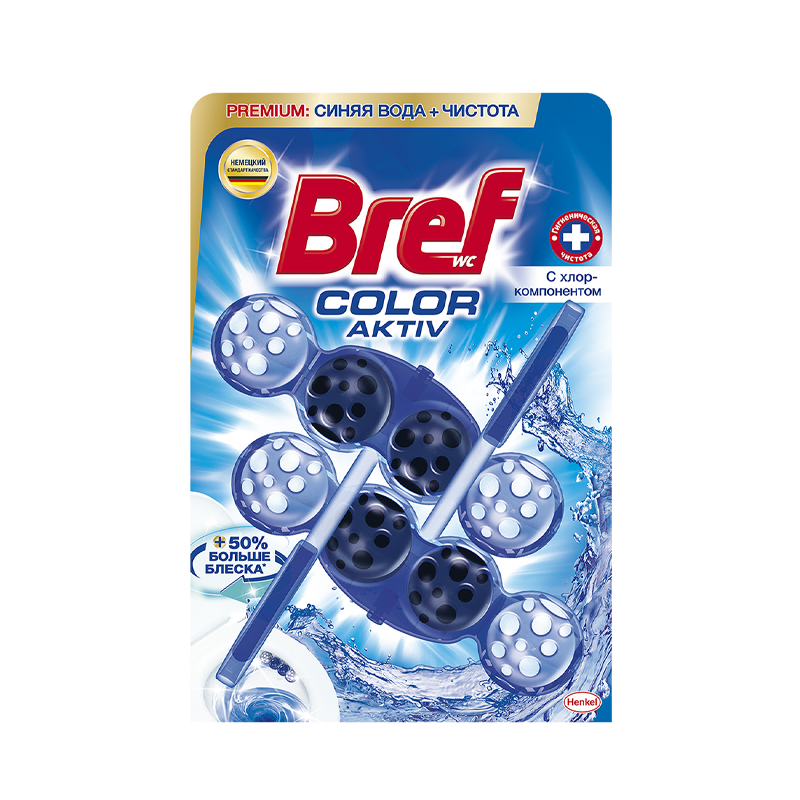 

Подвесной блок для туалета Bref Color Aktiv С Хлор-Компонентом, 2х50 г