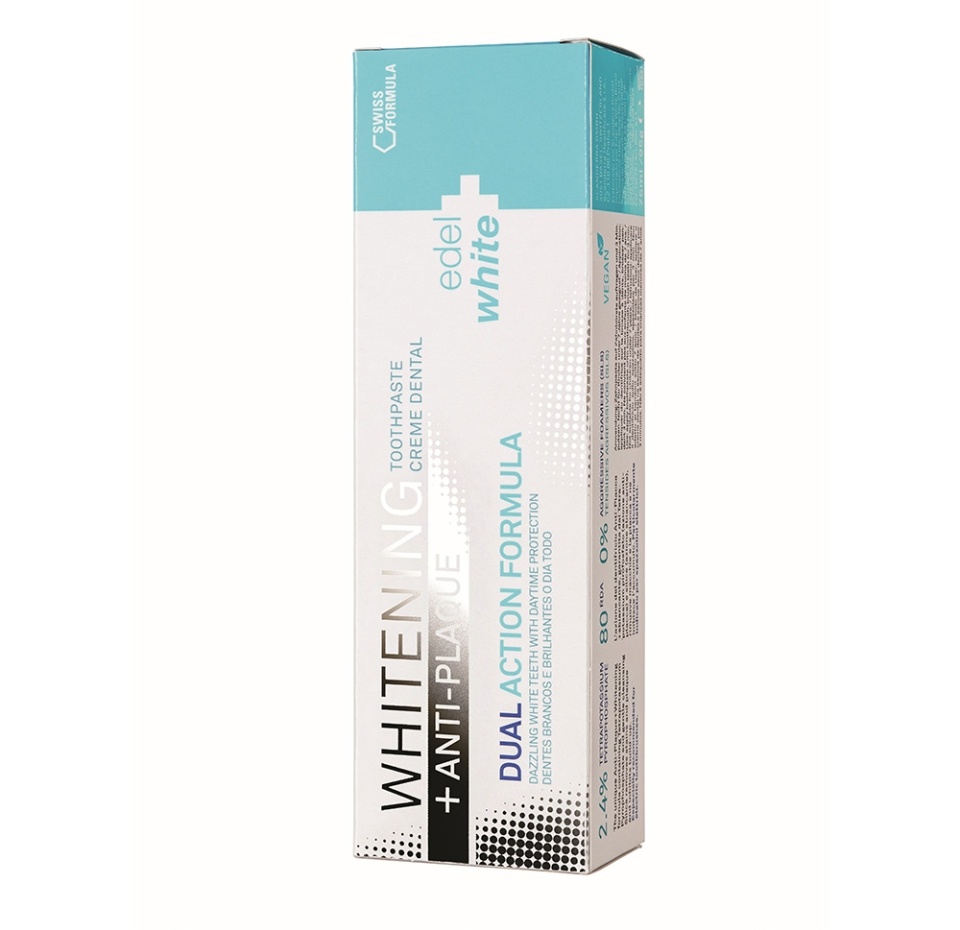 

Зубная паста edel+white Anti-Plaque+Whitening (Анти-налет+Отбеливание) Scanderra Gmbh 75 мл