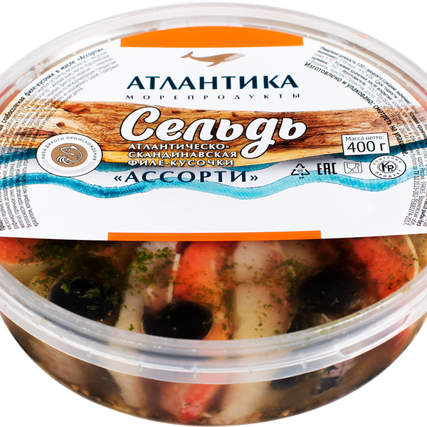 Сельдь Атлантика Ассорти филе-кусочки 400 г