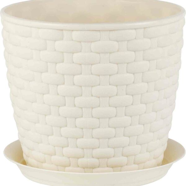 Кашпо с поддоном Ротанг Idea цвет: белый, 13,5 см