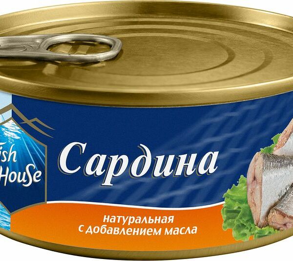 Сардина Fish House тихоокеанская натуральная с добавлением масла