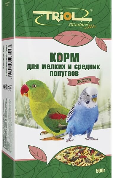 Корм для птиц Triol Экстра для мелких и средних попугаев 500г