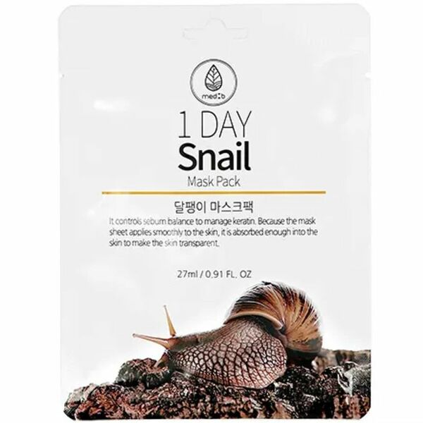 Маска для лица `MED B` 1 DAY с экстрактом секрета улитки (укрепляющая) 27 мл