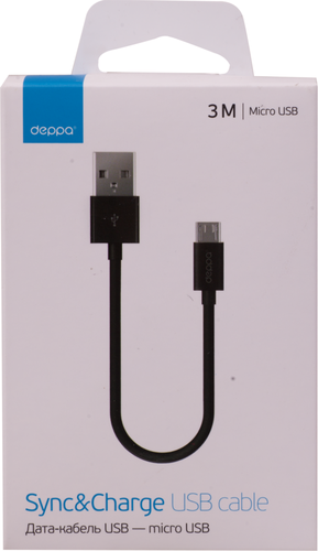 

Дата-кабель DEPPA Usb – micro-Usb черный Арт. 72229, 3м