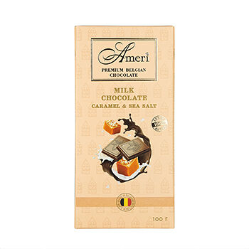 Шоколад молочный Ameri с кусочками карамели и морской солью плитка 100г, Бельгия