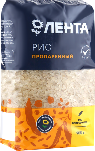 

Рис длиннозерный ЛЕНТА пропаренный 1-й сорт, 900 г