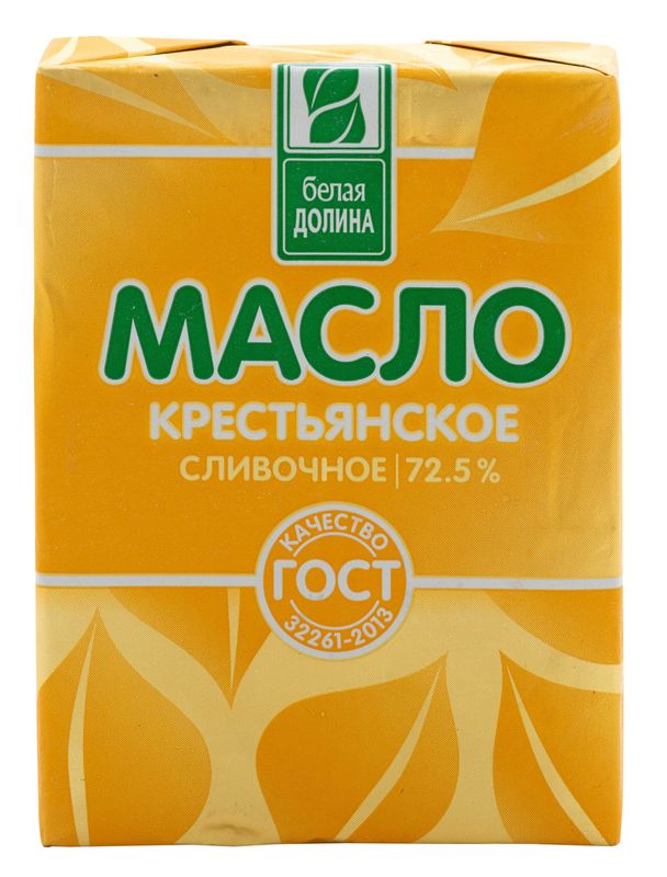 

Масло сливочное Белая Долина крестьянское 72.5% 180 г