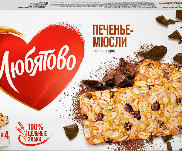 Печенье Любятово Мюсли злаковое с шоколадом, 120г