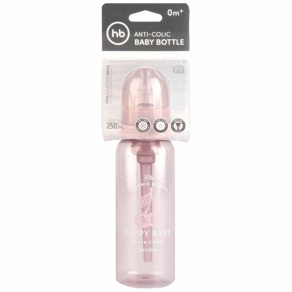 Бутылочка антиколиковая HAPPY BABY 250мл с силиконовой соской Арт. 10015, в ассортименте 