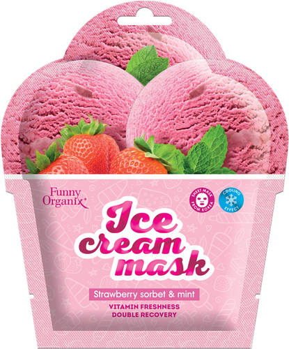 

Маска тканевая Funny Organix Ice Cream Mask Морозная свежесть клубника и мята 22 г