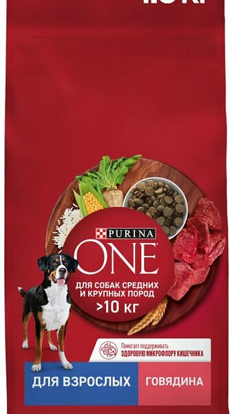 Сухой корм для собак Purina ONE для средних и крупных пород с говядиной и рисом 1.8кг