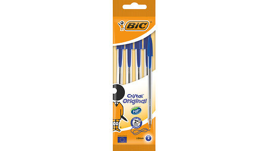 Ручка шариковая Bic Cristal средняя линия синяя 4 шт