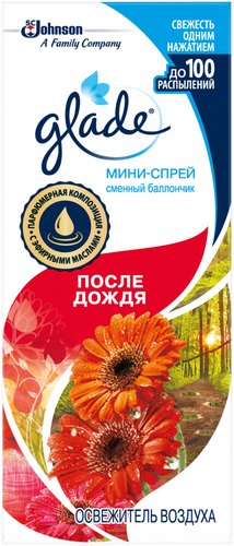 

Освежитель воздуха сменный баллон Glade Микроспрей после дождя 10 мл