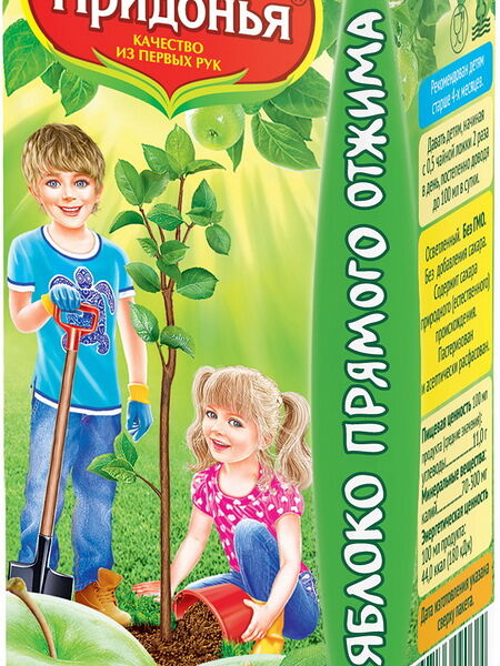 Сок яблоко прям. отжим. осв. без сах. пакет 0,2л ДП с 3-х мес. Сады Придонья