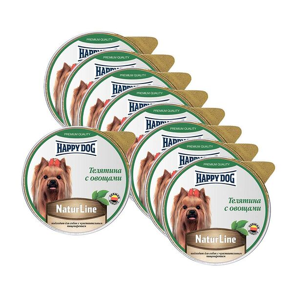 Корм для собак HAPPY DOG Natur Line Телятина с овощами паштет ламистер 125г (упаковка - 10 шт)