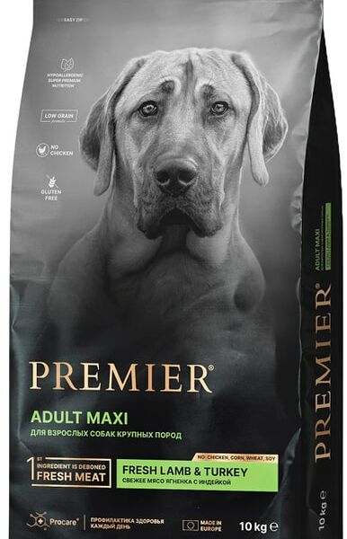 Сухой корм для собак Premier Dog Lamb&Turkey Adult Maxi Свежее мясо ягненка с индейкой 10кг