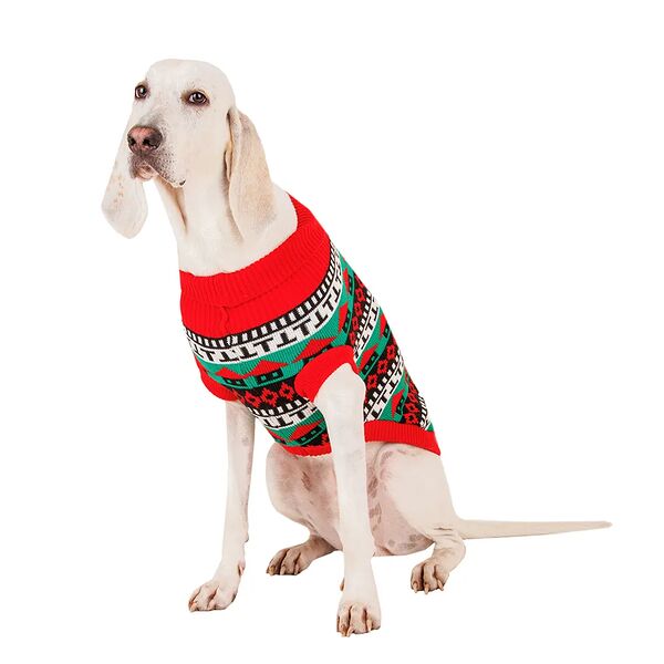 Свитер для собак с узором 45см 2XL красный (унисекс)